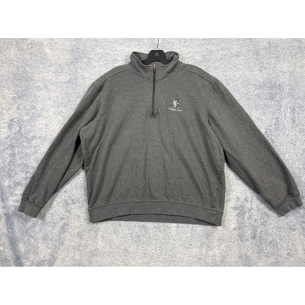 Ping Mens Large Gray Pullover Colbert Hills Golf Quarter Zip Fleece Sweatshirt
